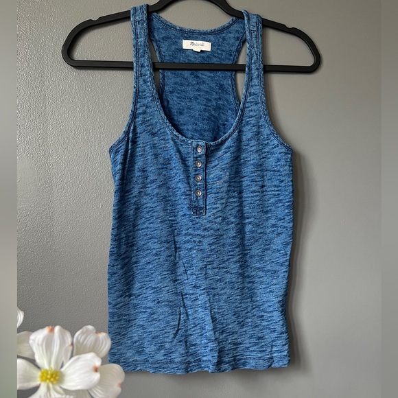 Madewell Slub Knit Tank (Blue- XS) - Picture 1 of 6